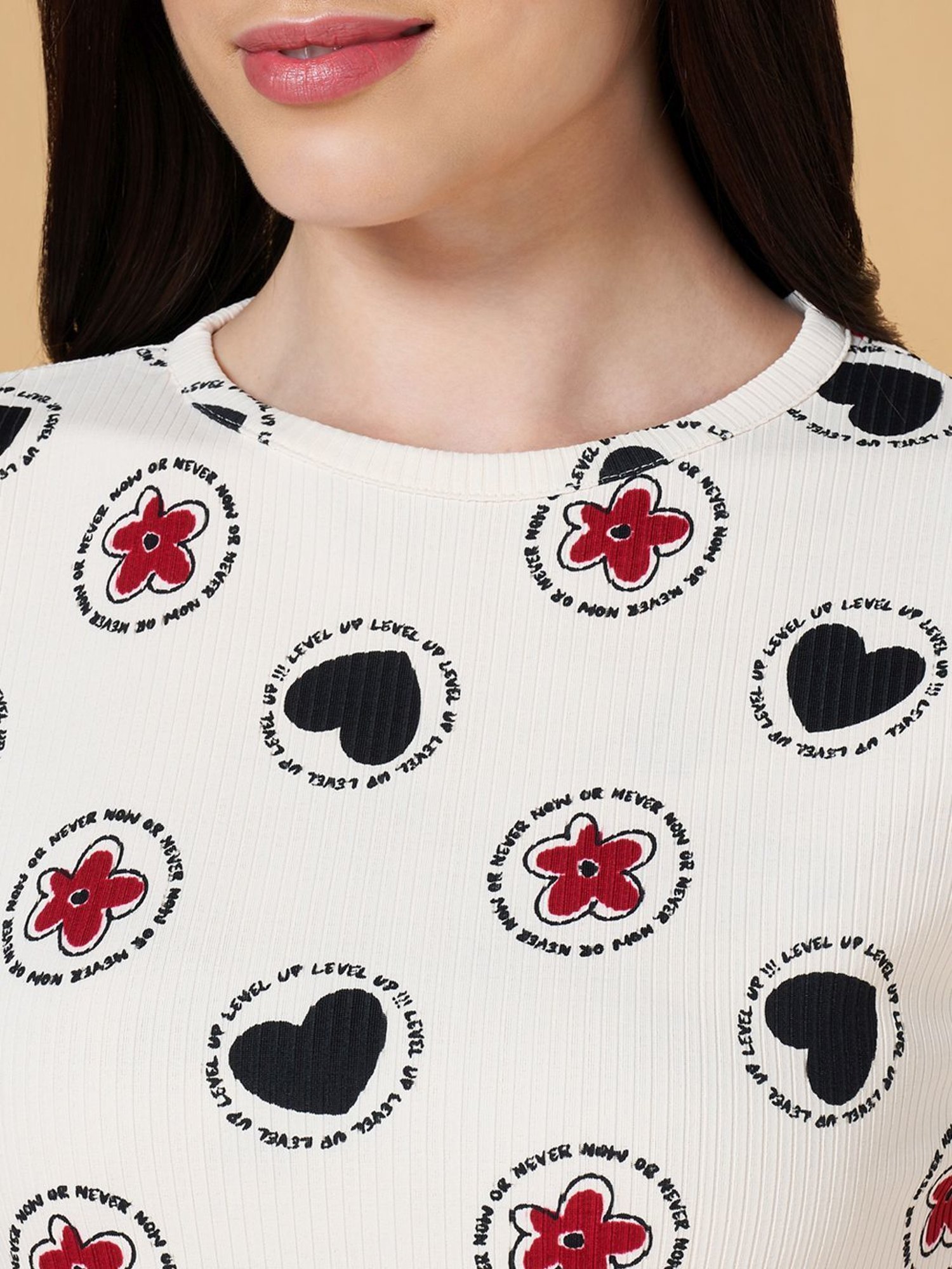 People by Pantaloons Beige Printed Top