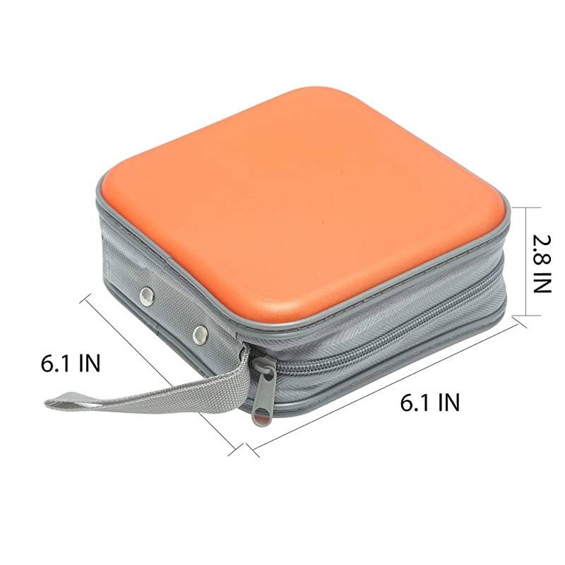 CD Case, 40 Capacity CD DVD Heavy Duty Wallet Storage Organizer Holder VCD Binder Bag Album Booklet (A-Orange)