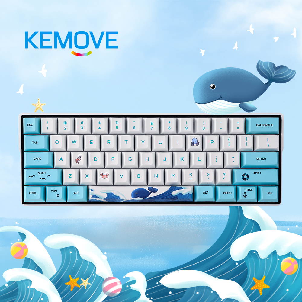 DIERYA x KEMOVE Customize PBT Double Shot DIY Pudding Keycaps, 70 Keys Mechanical Keycaps Set - OEM Profile+Cap Puller