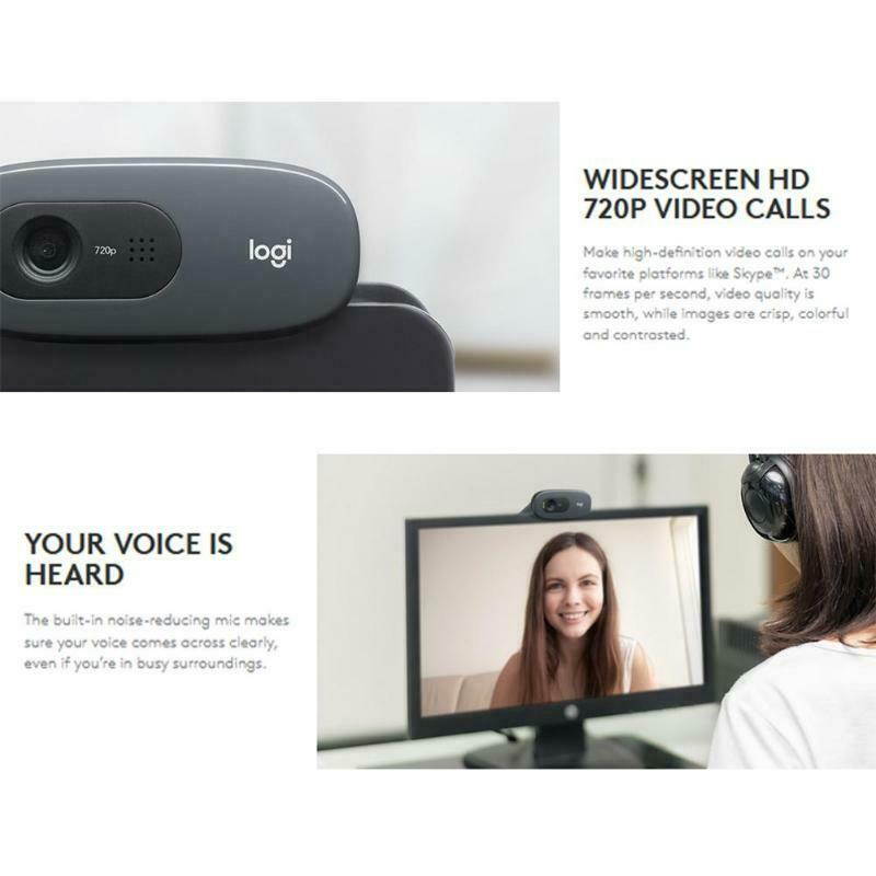 Original Logitech C270 HD 720P Webcam Gaming Auchor Live Broadcast Web Camera Built-in Micphone Network Video Conference Camera for Computer laptop PC Web Chat Camera