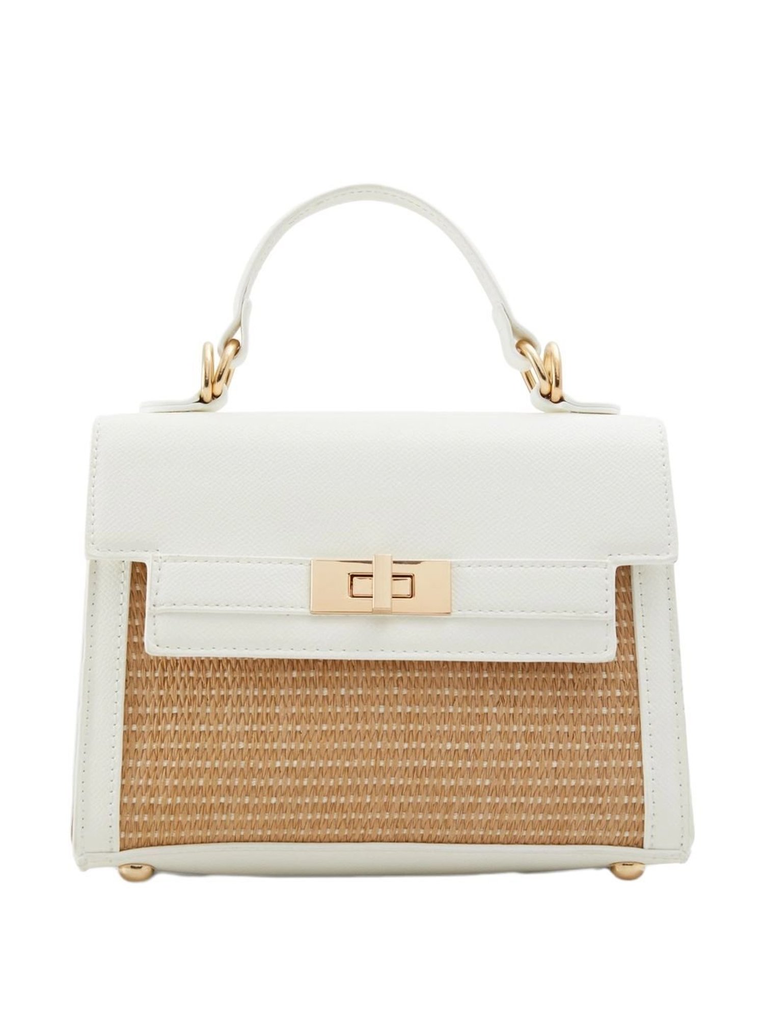 Call It Spring White & Beige Solid Small Handbag
