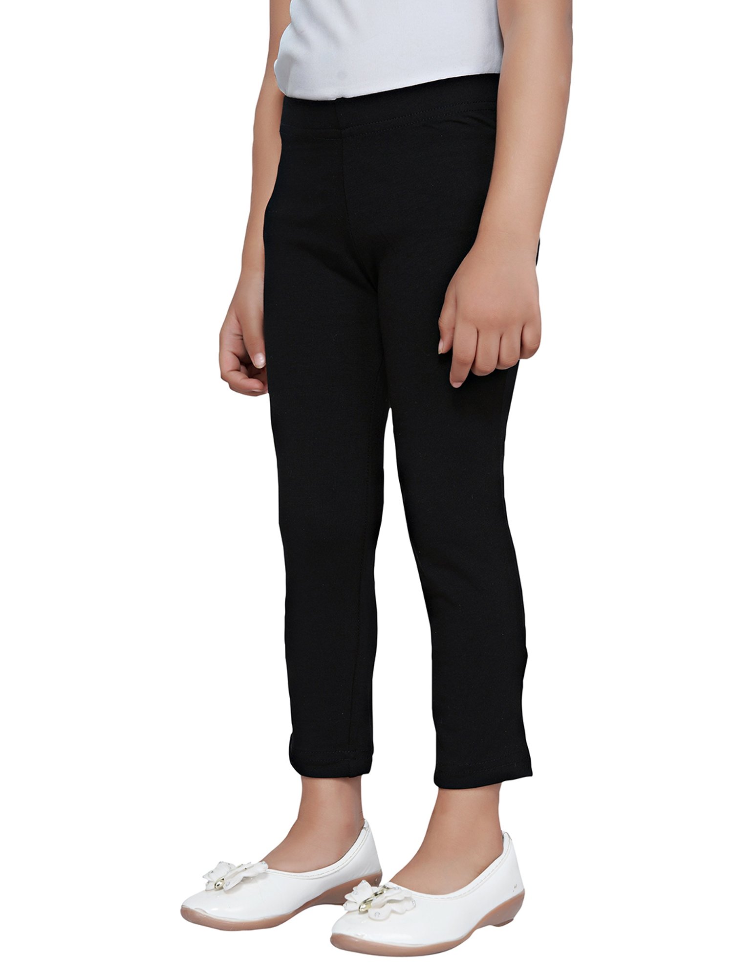 Tiny Girl Black Solid Leggings