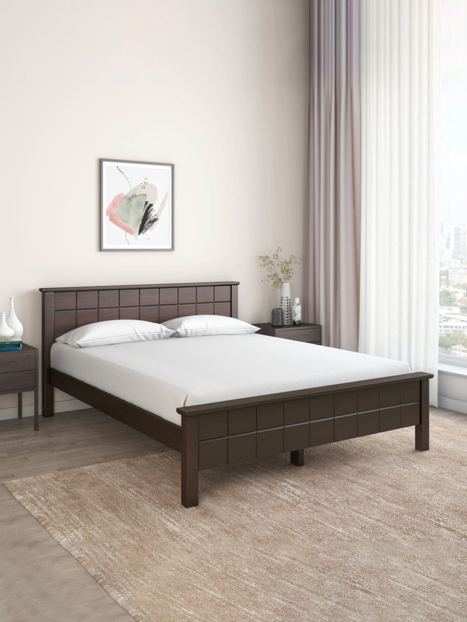 @home Cipher Espresso Brown Solid Wood Queen Bed Without Storage