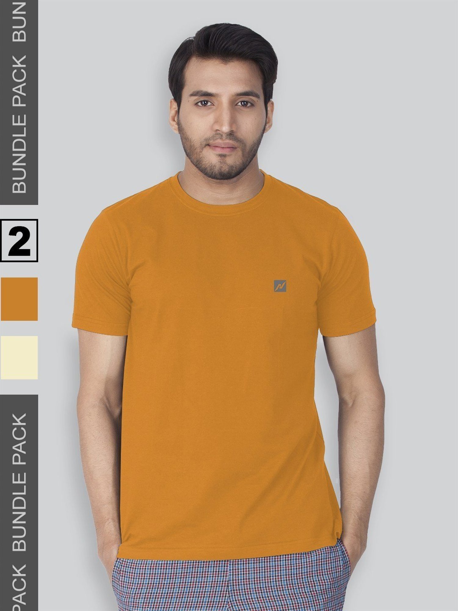 Lux Nitro Orange & Yellow Regular Fit T-Shirt Pack of - 2