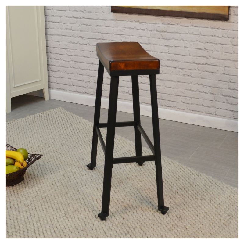 30" Viola Saddle Seat Barstool Chestnut/Black - Carolina Chair & Table