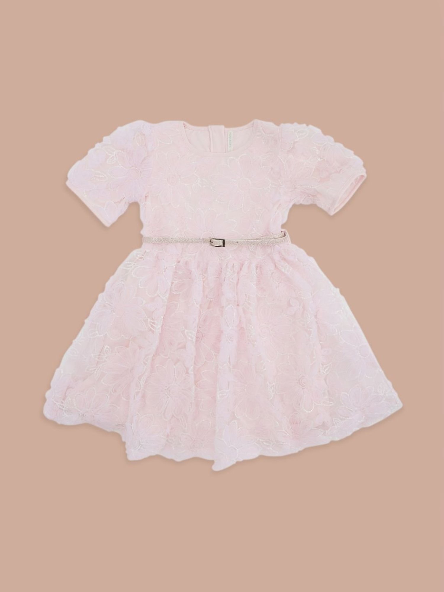 Pantaloons Junior Pink Cotton Floral Print Dress