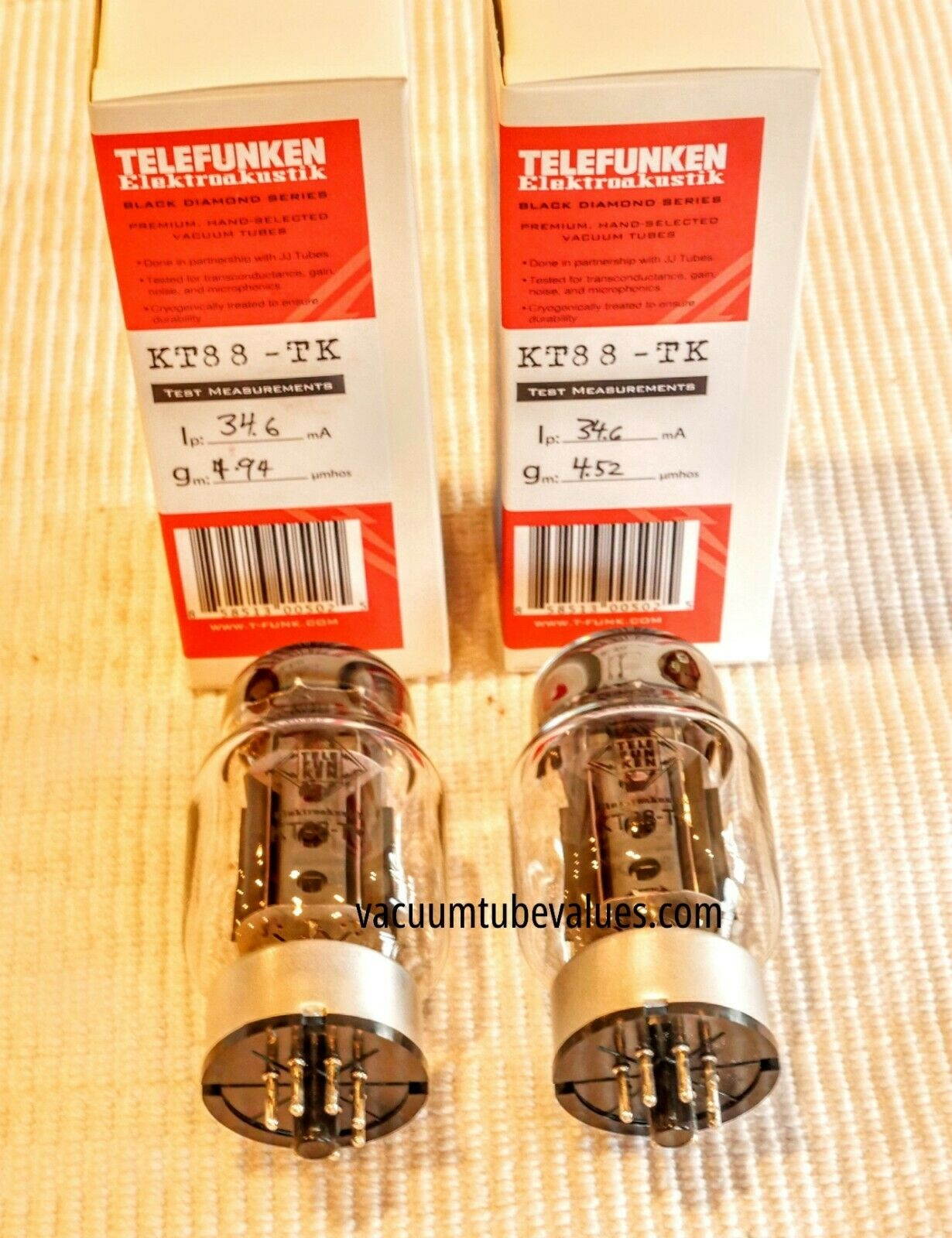 PAIR Telefunken Elektroakustik Factory Matched  KT88 KT88-TK Black Diamond NEW