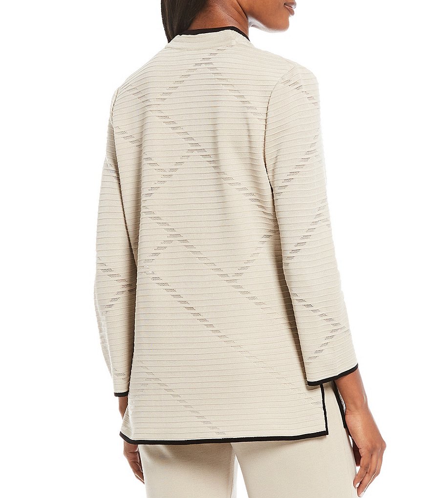 Misook Long Sleeve Black Banded Beige Jacket