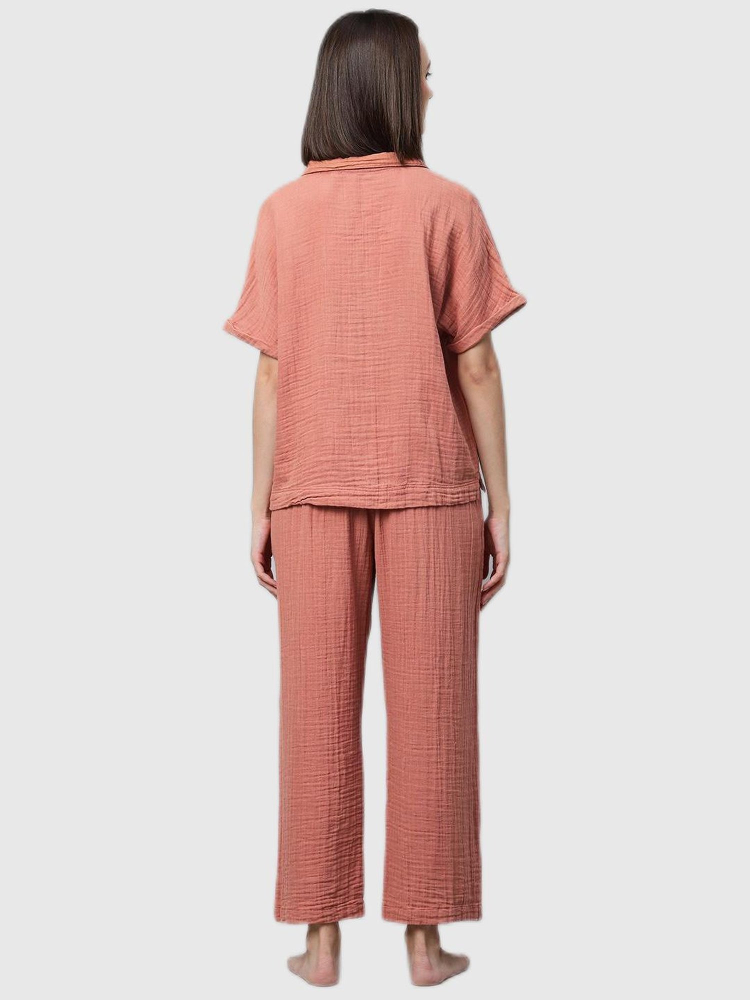Chemistry Peach Embroidered Pajama Set