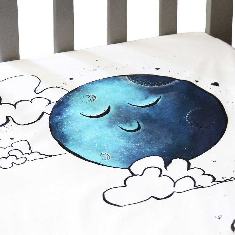 JumpOff Jo Fitted Crib Sheet - Cotton Crib Sheet for Standard Sized Crib Mattresses - Hypoallergenic and Breathable - 28 x 52 Inches - Mama Bear Blue