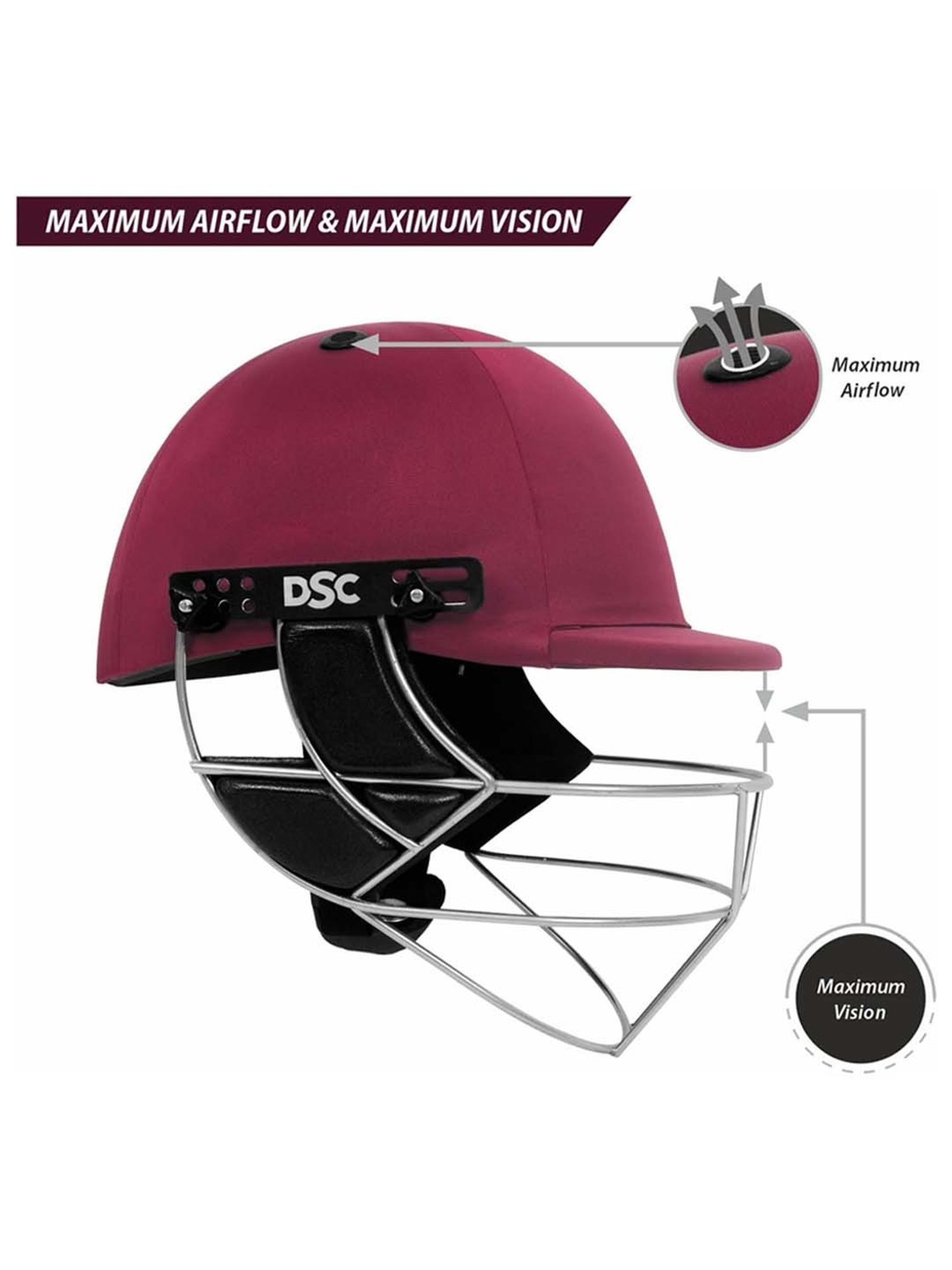 DSC DEFENDER Cricket Helmet Adjustable Steel Grill Back Support Strap Size - XL