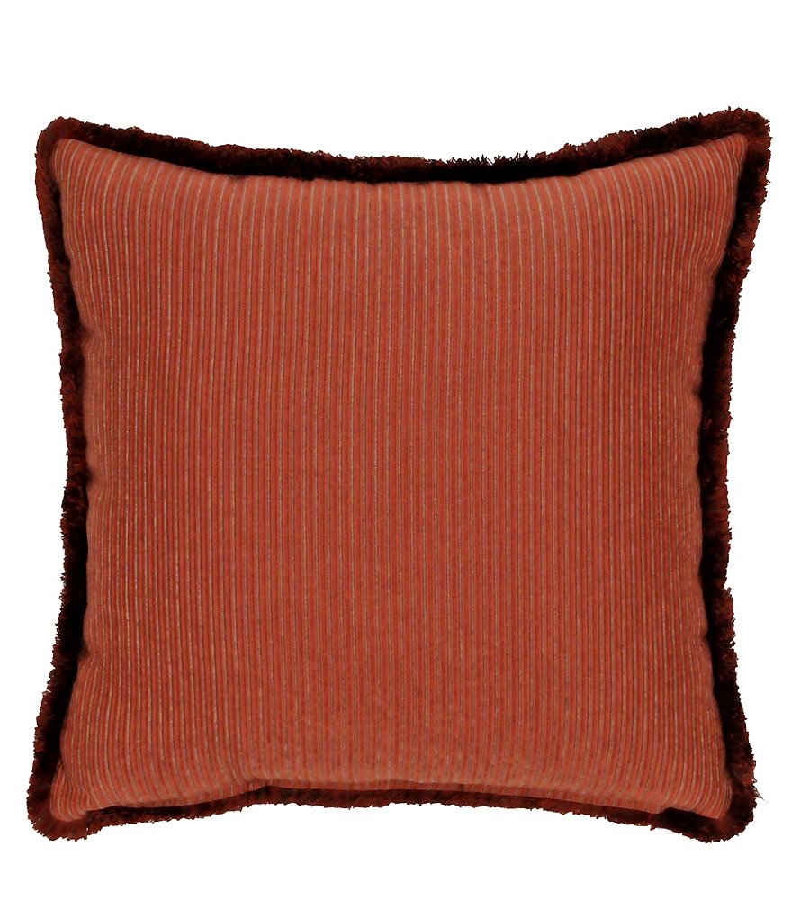 Rose Tree Harrogate Fringed Mitered Striped Reversible Square Pillow