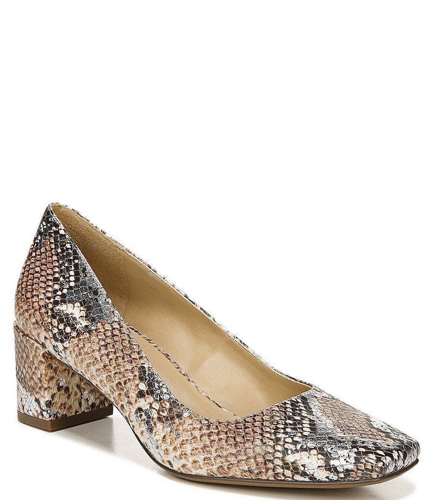 Naturalizer Karina Snake Print Leather Block Heel Pumps