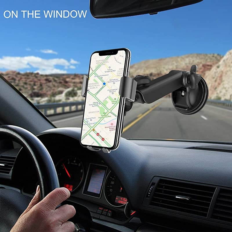 Wireless Charger Car Phone Mount, Qi Wireless Car Charger, Wireless Charger Phone Holder Dashboard Windshield for iPhone, Samsung, Moto, Huawei, Nokia, LG, Smartphones