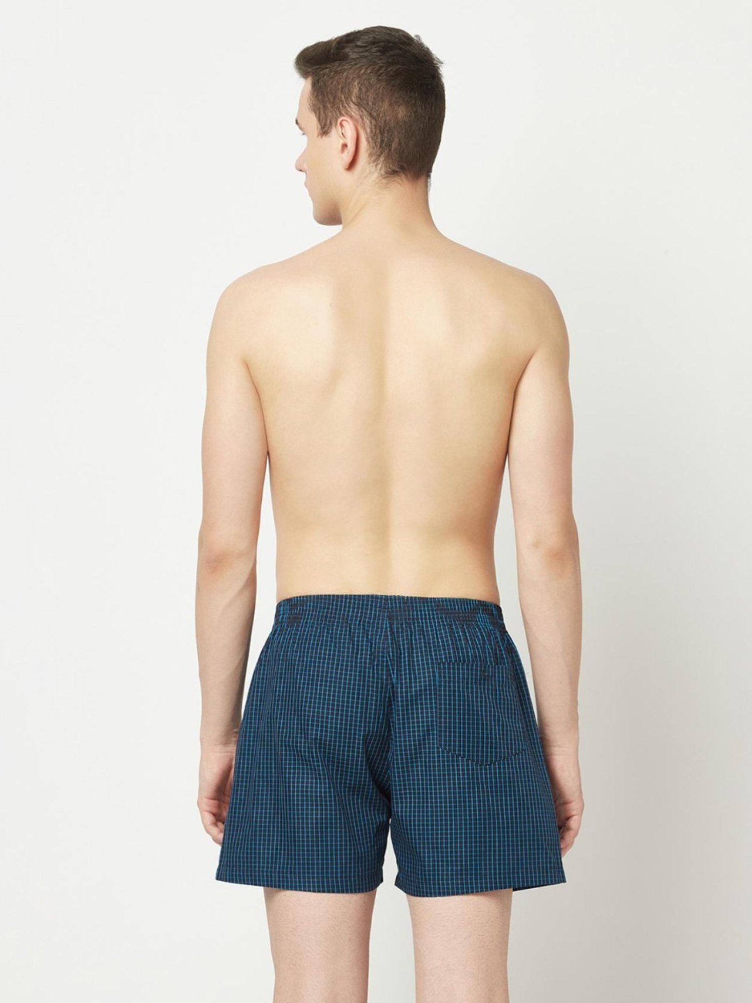The Daily Outfits Navy Cotton Regular Fit Checks Boxers