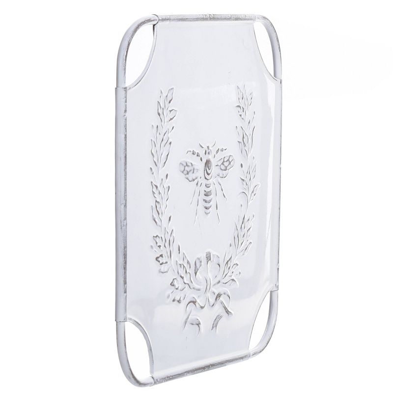Square Metal Bee Yourself Laurel Design Art Distressed White - StyleCraft