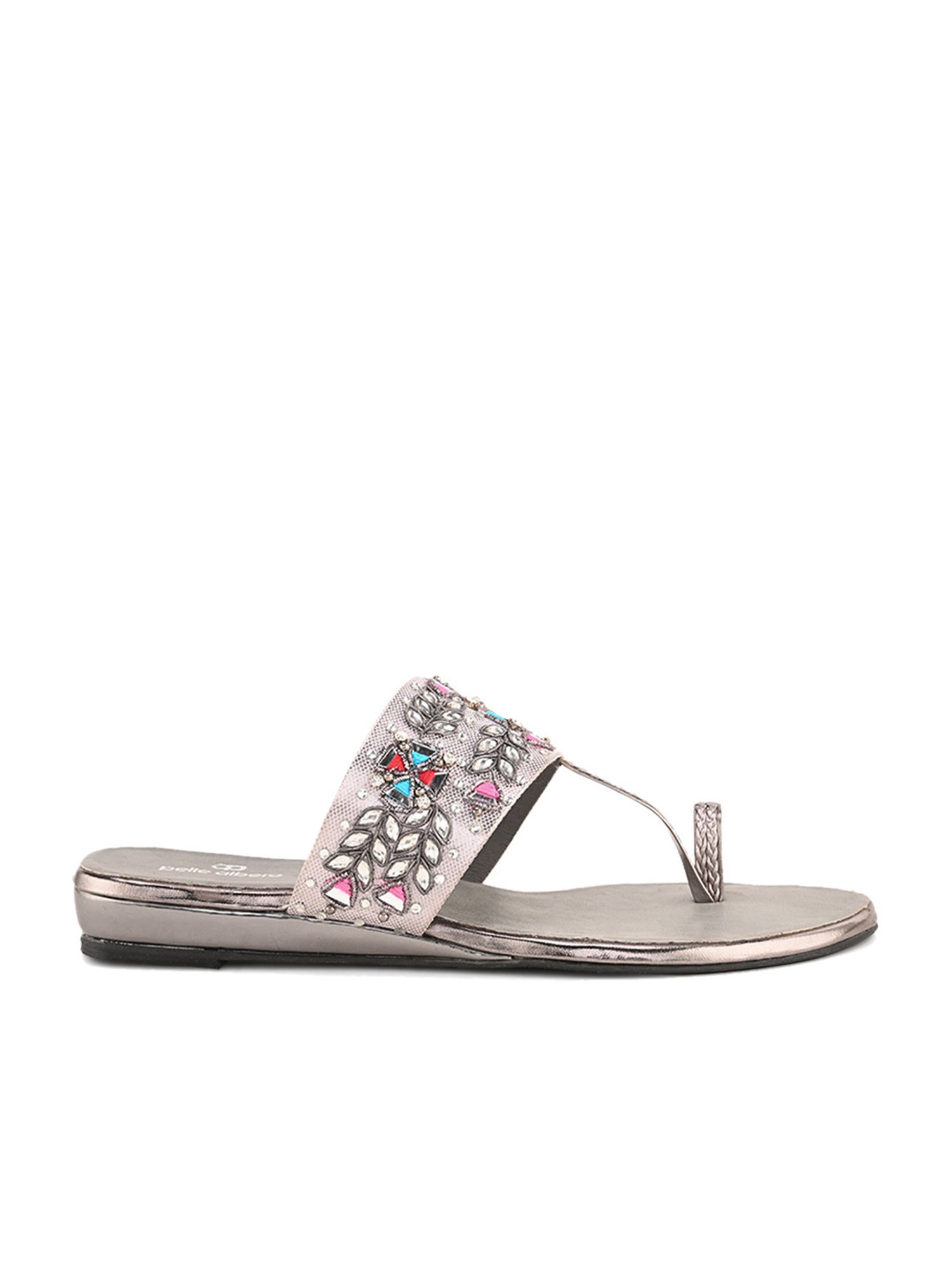 Pelle Albero Women's Grey Toe Ring Sandals
