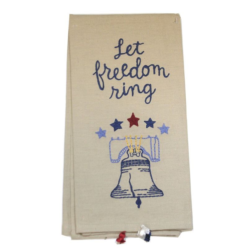 Tabletop 26.0" Proud American Dish Towel- Liberty Bell American Flag Primitives By Kathy  -  Kitchen Towel
