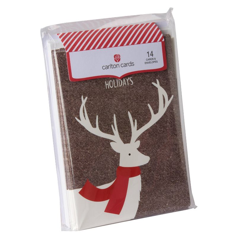 Carlton Cards 14ct Deer with Red Scarf Boxed Cards