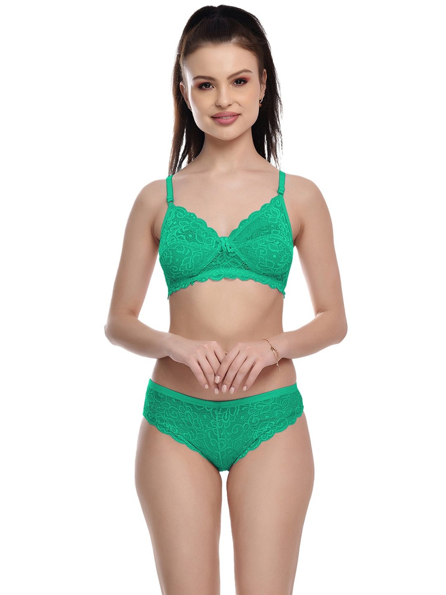 mod & shy Pink Self Pattern Lingerie Set