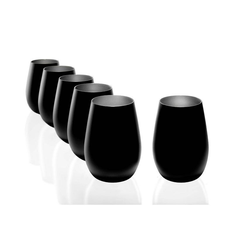 16.5oz 6pk Glass Olympia Tumbler Drinkware Set Black/Silver - Stolzle Lausitz