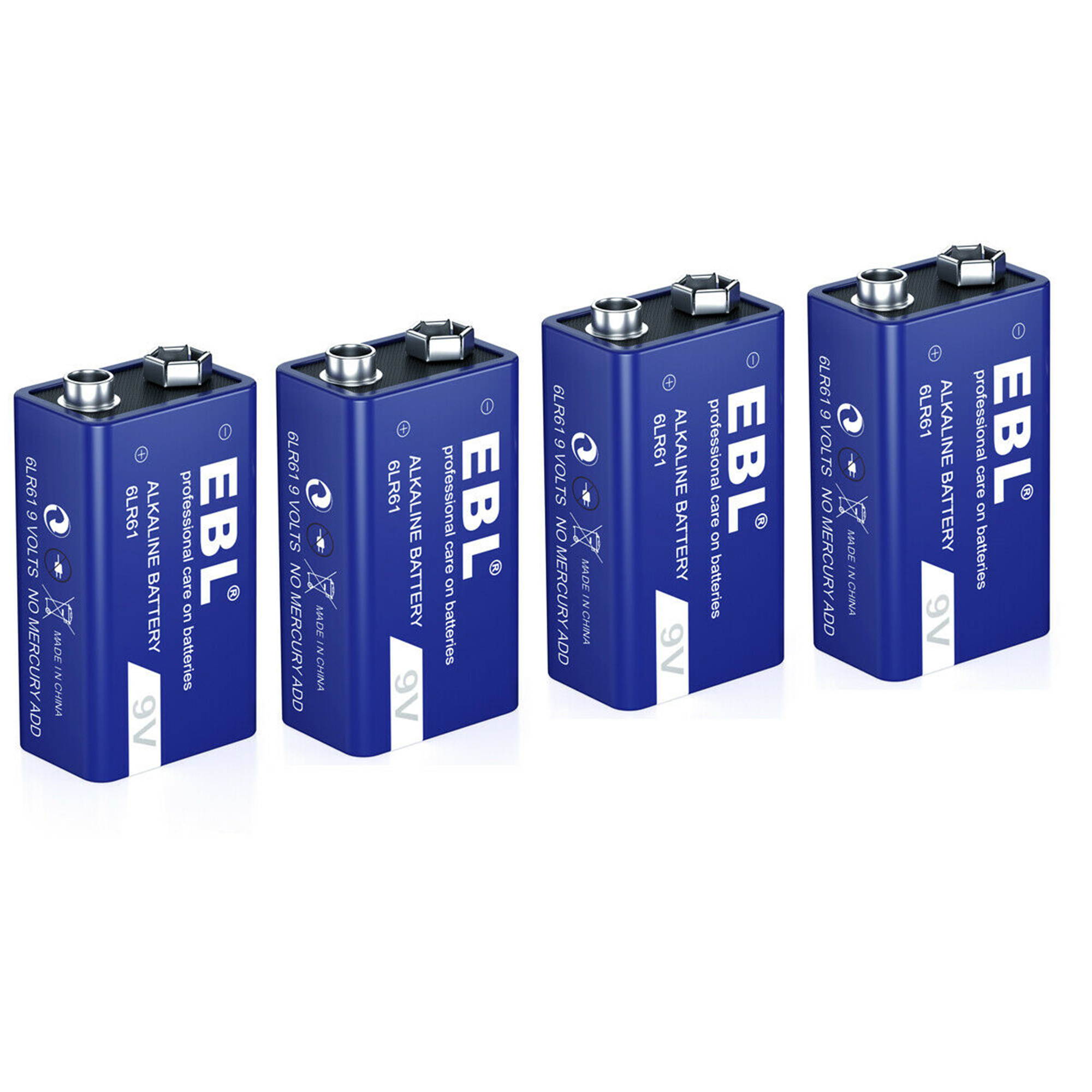 EBL 8 pack 9 Volt 6LR61 Battery Alkaline 9V Batteries for Toy Camera