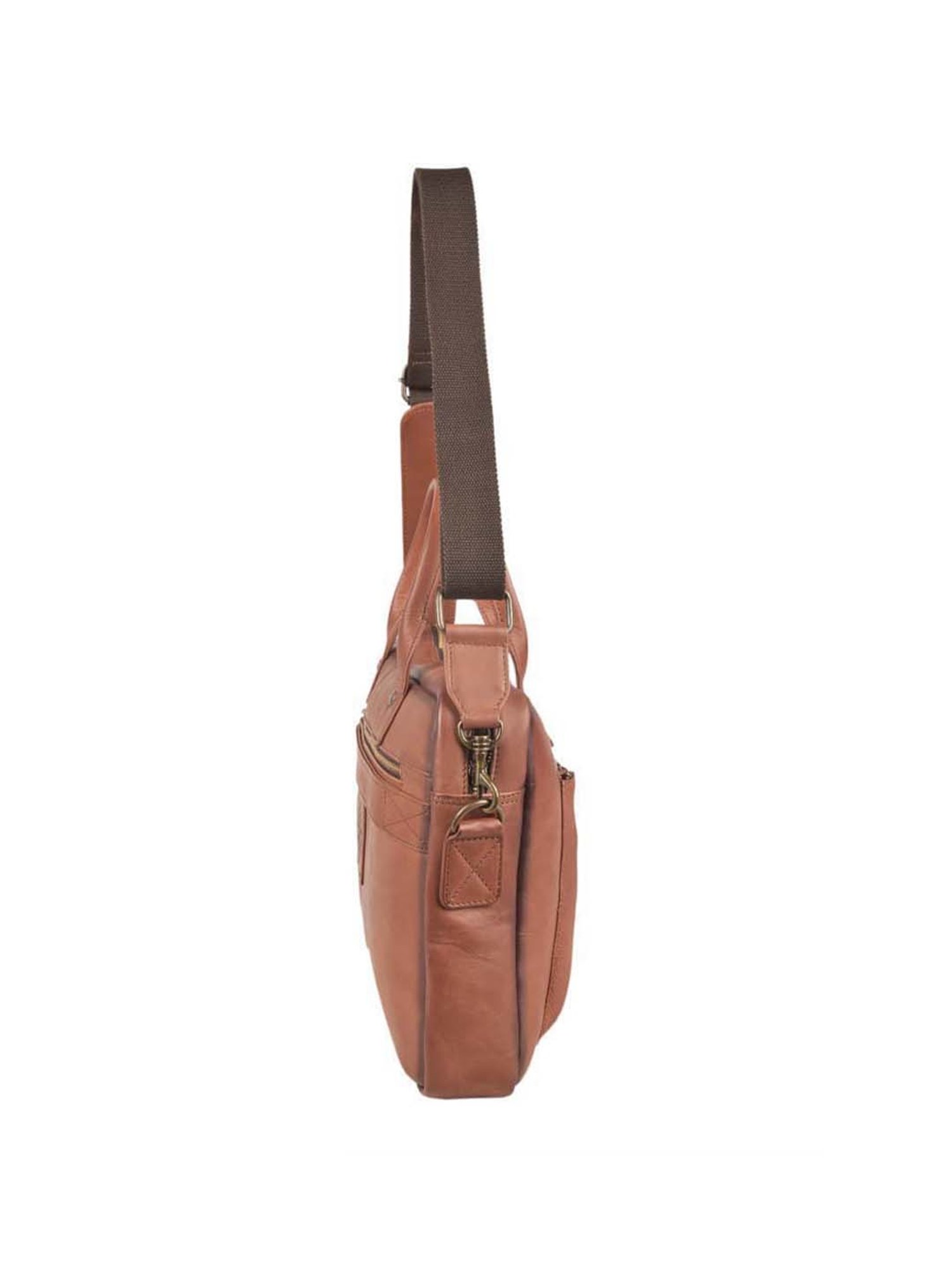 KOMPANERO Tan Leather Medium Messenger Bag