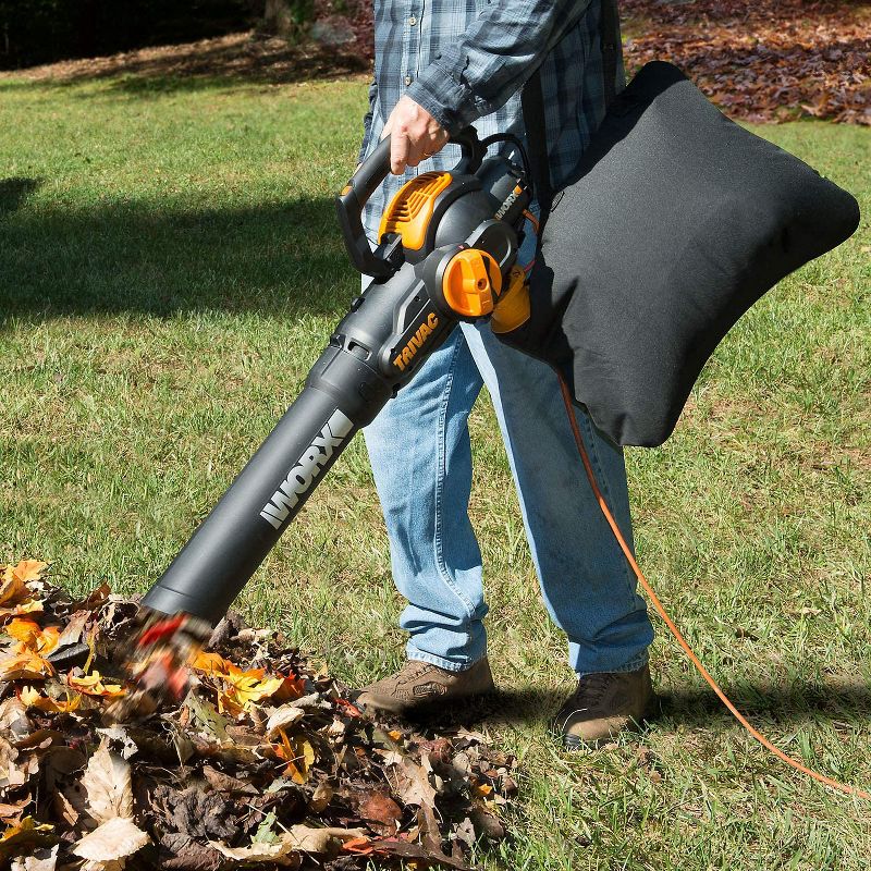 Worx WG524 TRIVAC 12-Amp Electric 3-IN-1 Blower / Mulcher / Yard Vacuum with Leaf Collection System