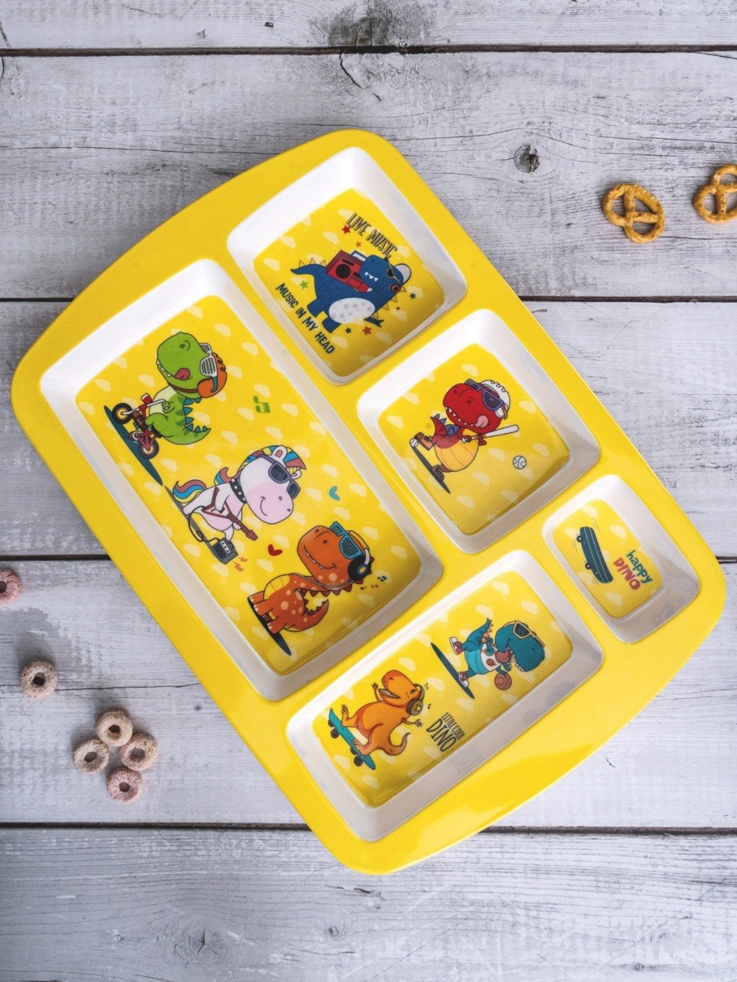 Stehlen Multicolor Melamine Kids Partition Plate - Set of 5