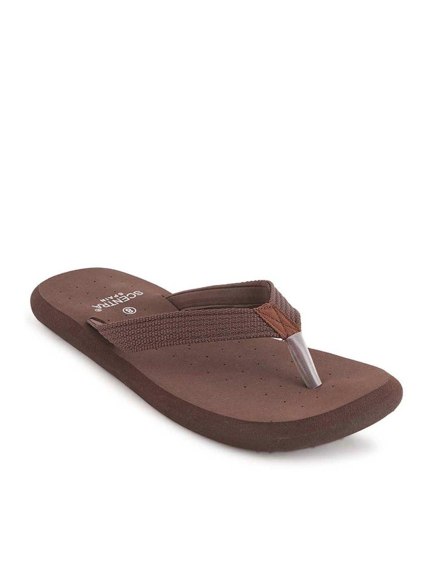 Scentra Men's Brown Flip Flops