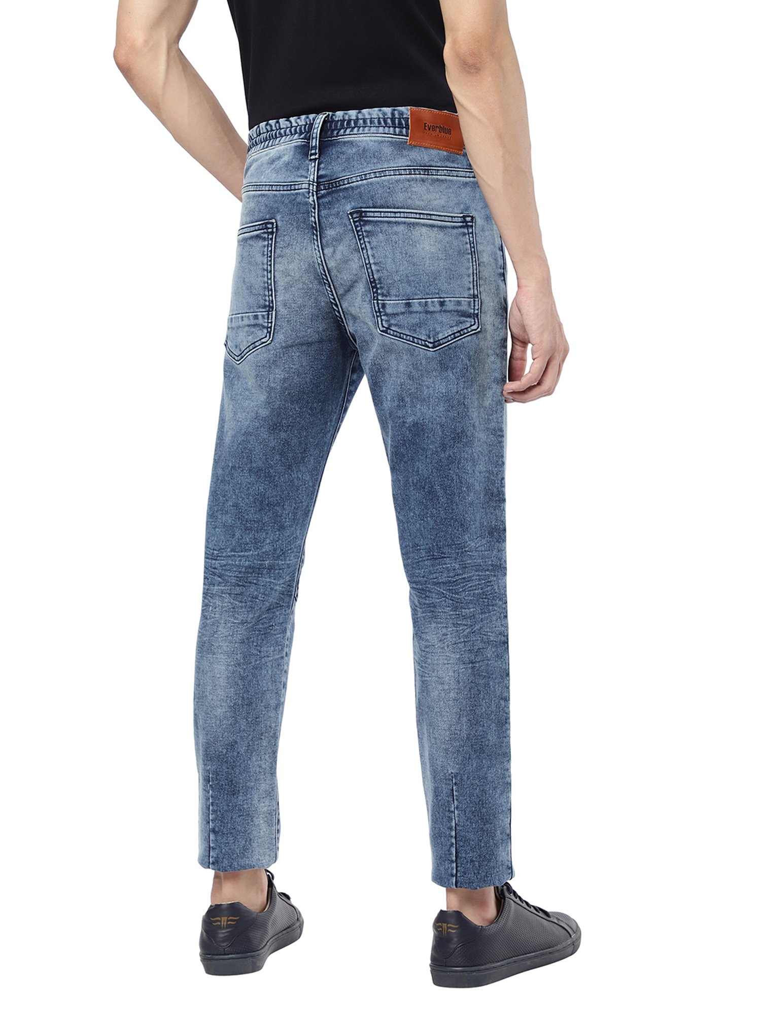 EVERBLUE Blue Midrise Denim Jogger Jeans