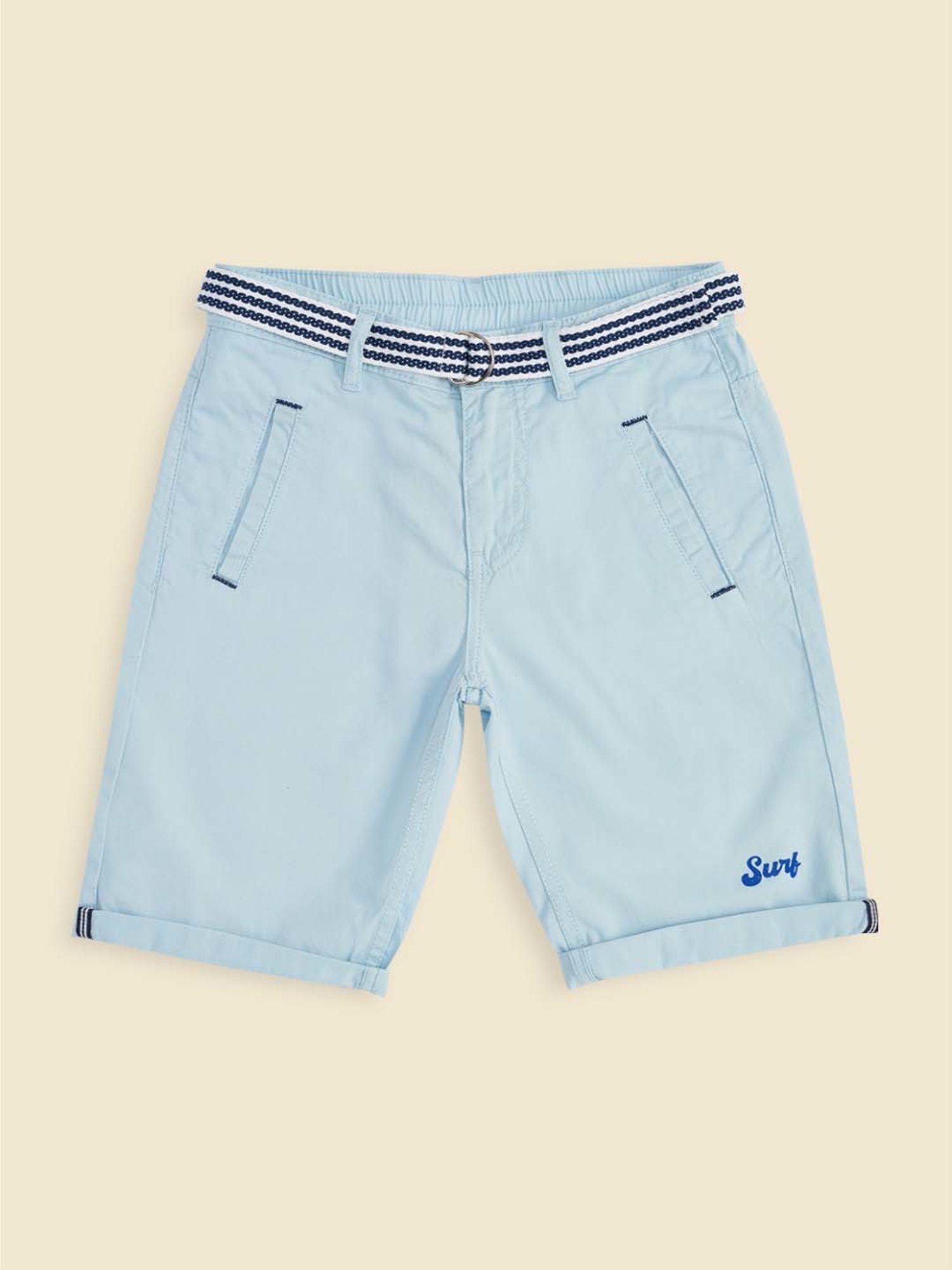 Pantaloons Junior Kids Powder Blue Cotton Printed Shorts