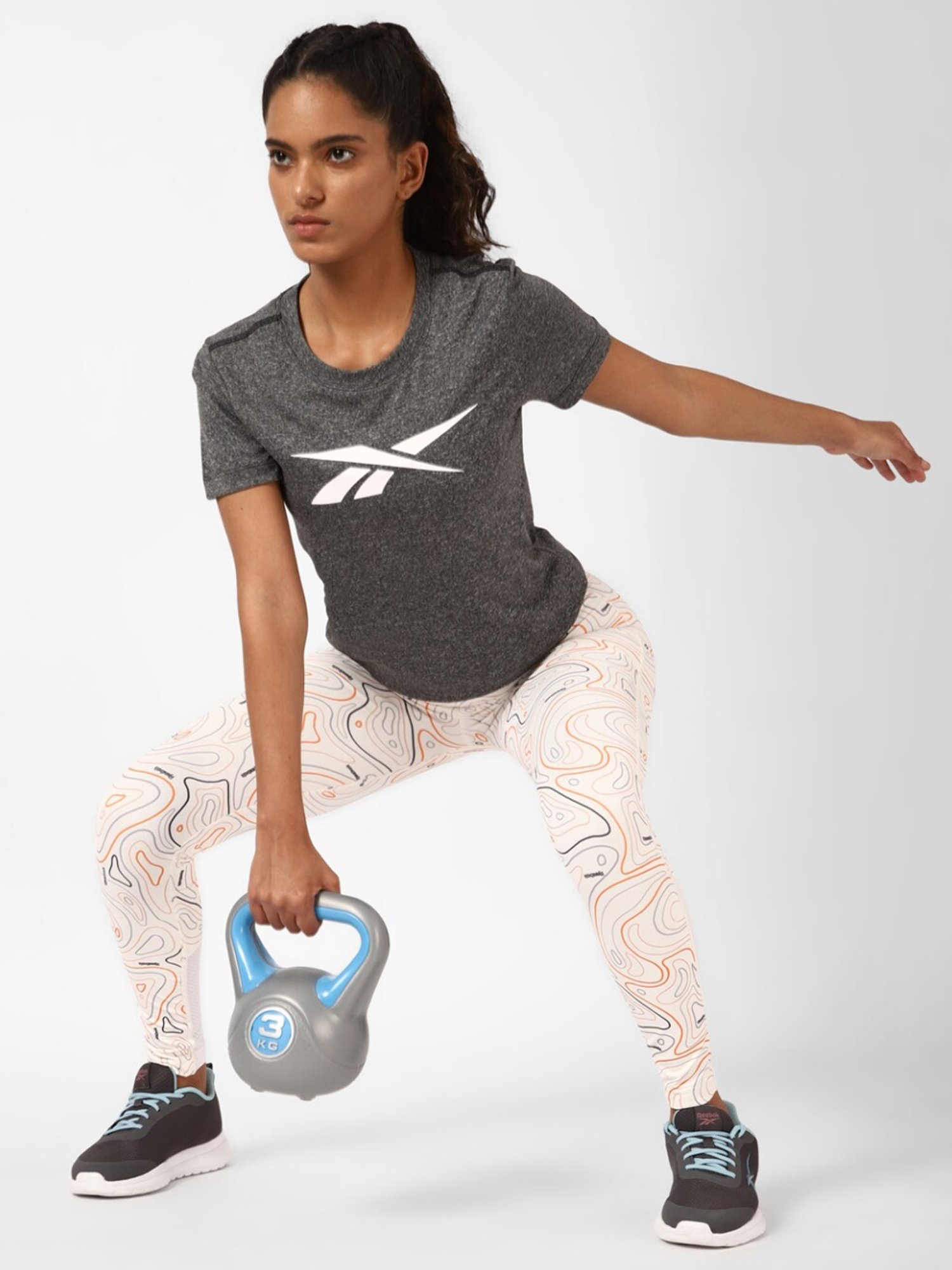 Reebok Grey Printed T-Shirt