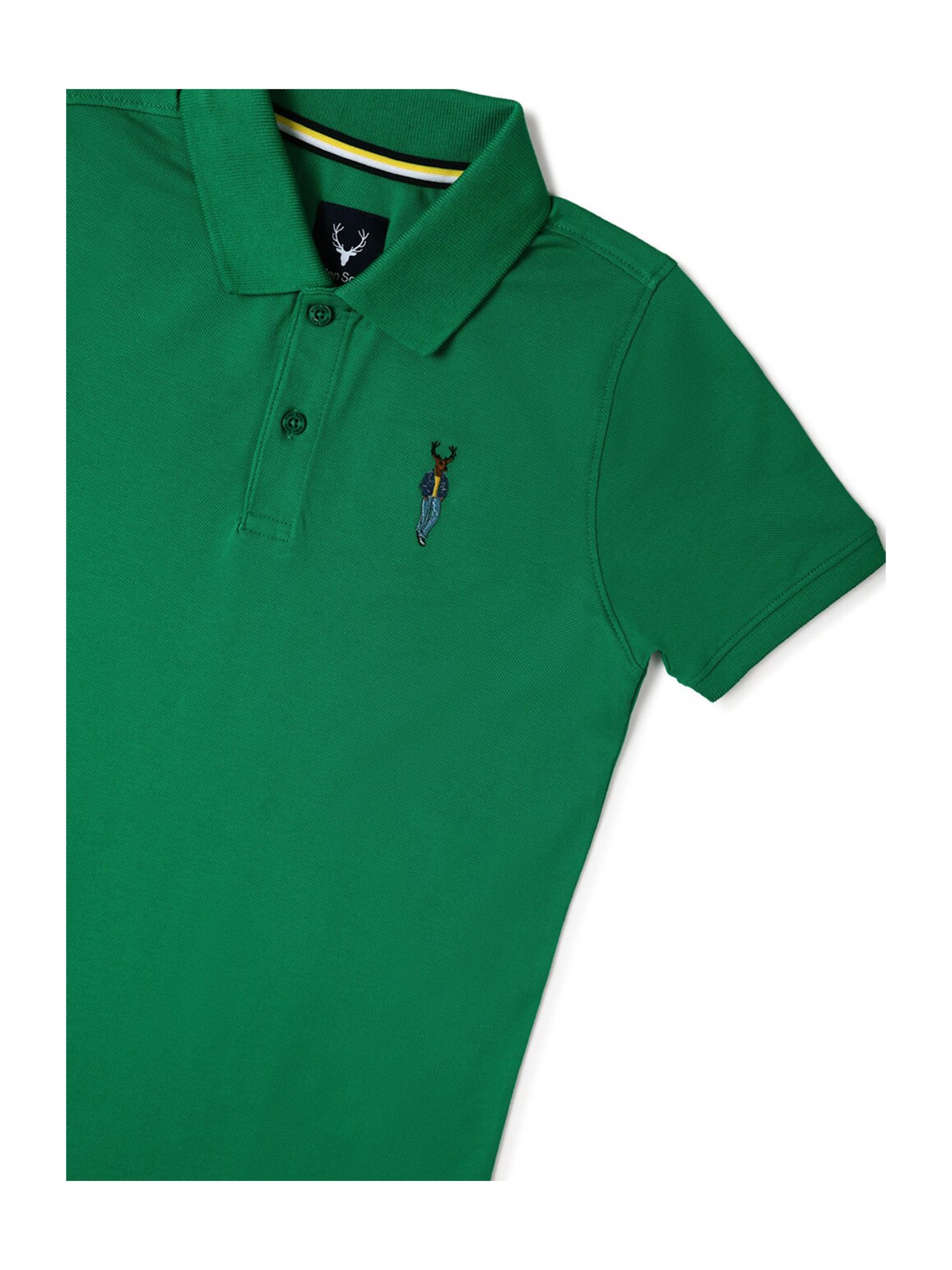 Allen Solly Junior Green Solid Polo T-Shirt