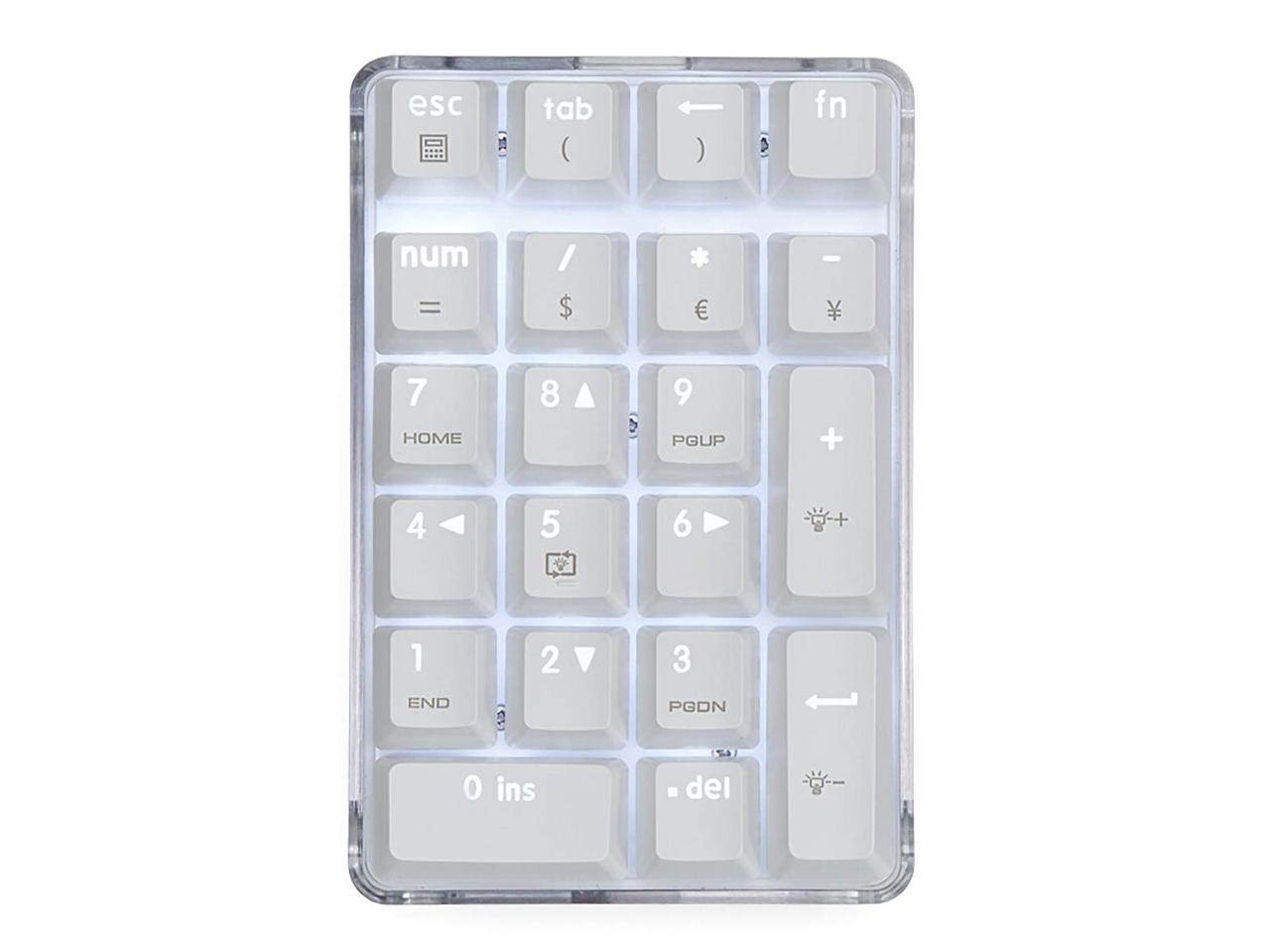 Mechanical Numeric Keypad Cherry MX  White Switch Wired Gaming Keypad Crystal Case White Backlit 21 Keys Mini Numpad Portable Keypad Extended Layout White Magicforce by Qisan