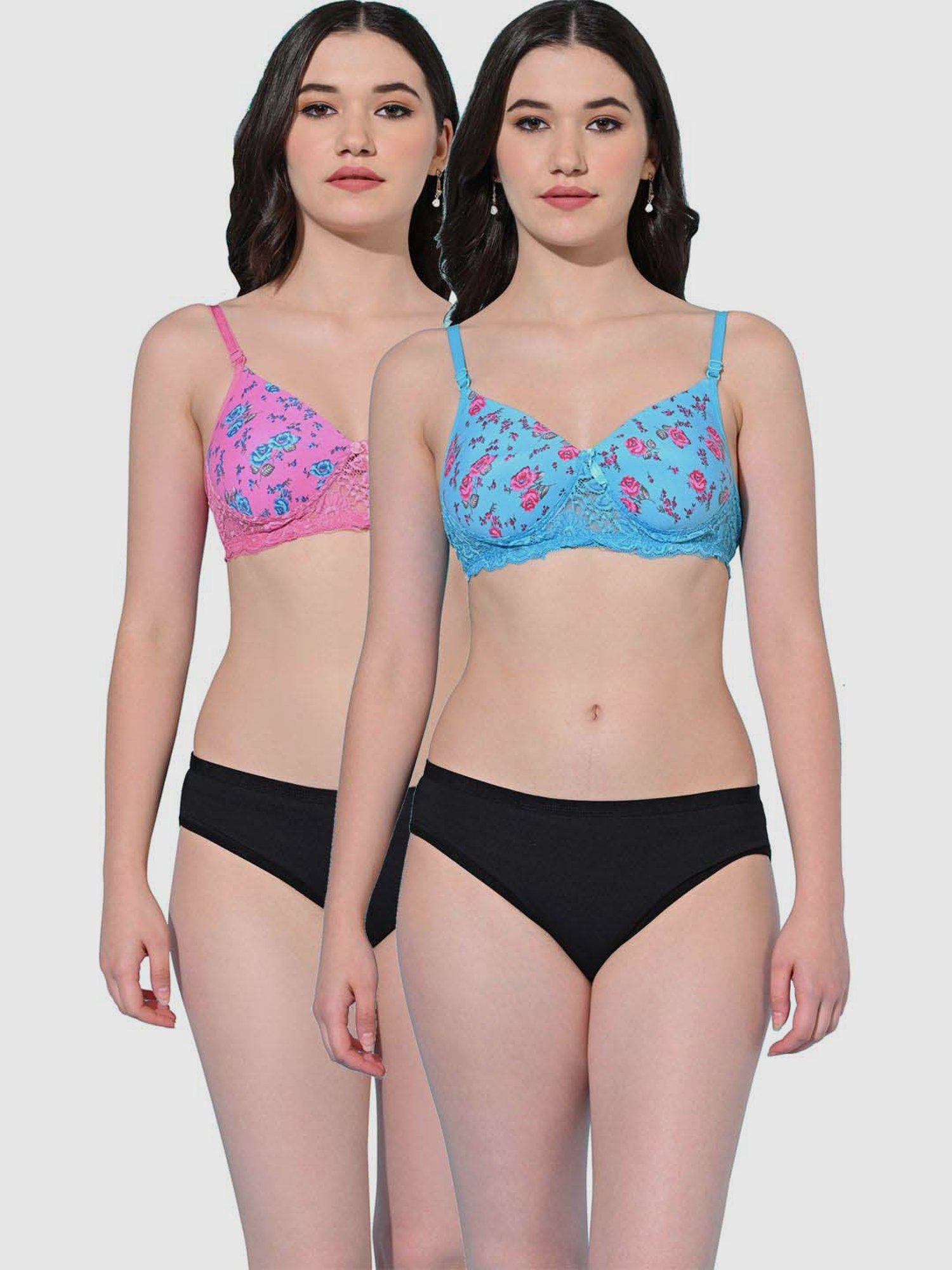 mod & shy Pink Self Pattern Lingerie Set