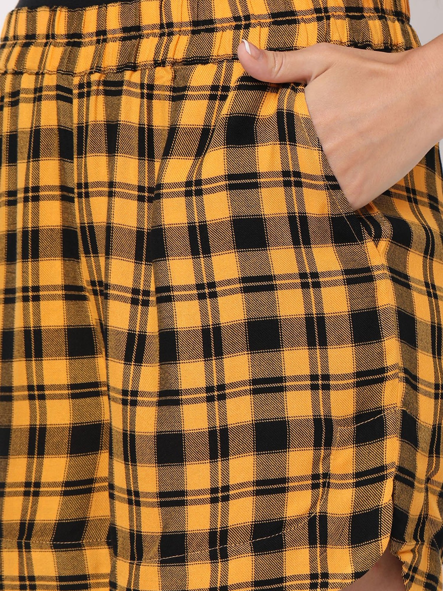 Mystere Paris Yellow & Black Checks Shorts