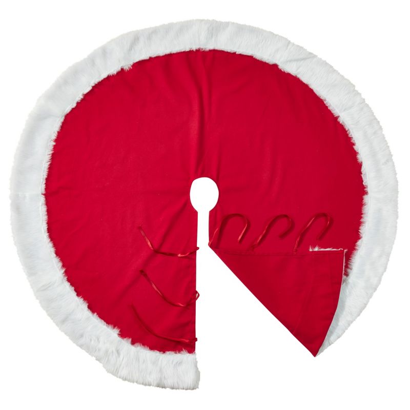 Lakeside 48" Snowy Burlap Christmas Tree Skirt with Doily Cloth