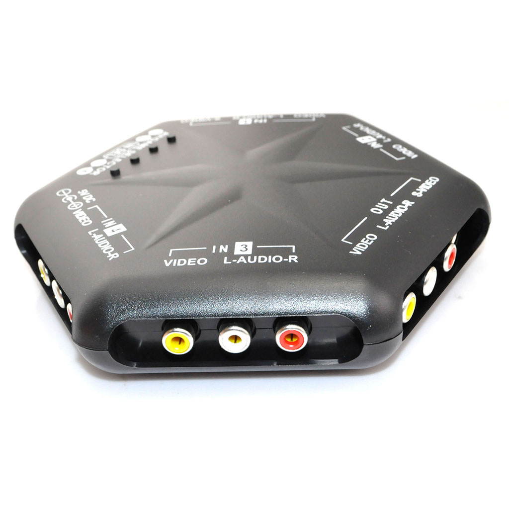 iKKEGOL 5 Way 4 Port IN 1 Out RCA S-Video Video Audio Game AV Switch Box Selector Remote
