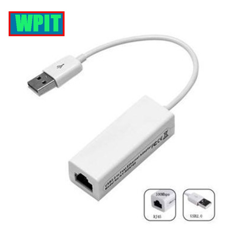 USB2.0 to RJ45 100Mbps Adapter RTL 10M/100M Plug and Play Ethernet Card Cable-White