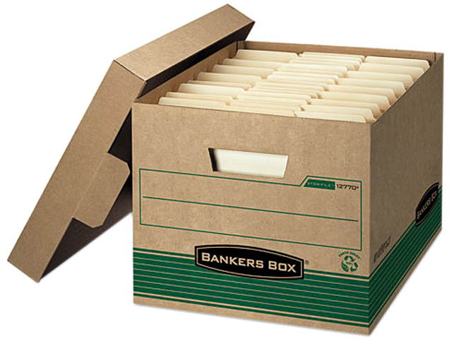 Bankers Box 12770 Stor/File Extra Strength Storage Box, Letter/Legal, Kraft/Green, 12/Carton
