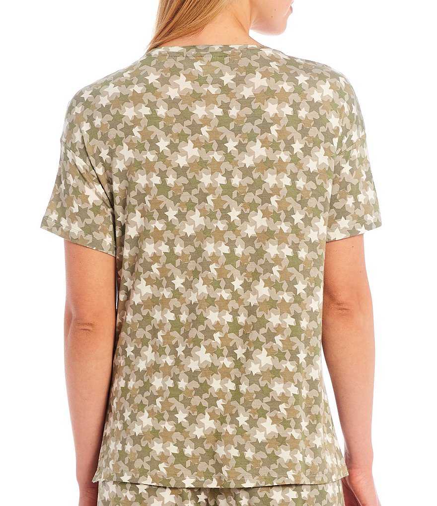 Jasmine & Ginger Camouflage Star Coordinating Printed Knit Sleep Top