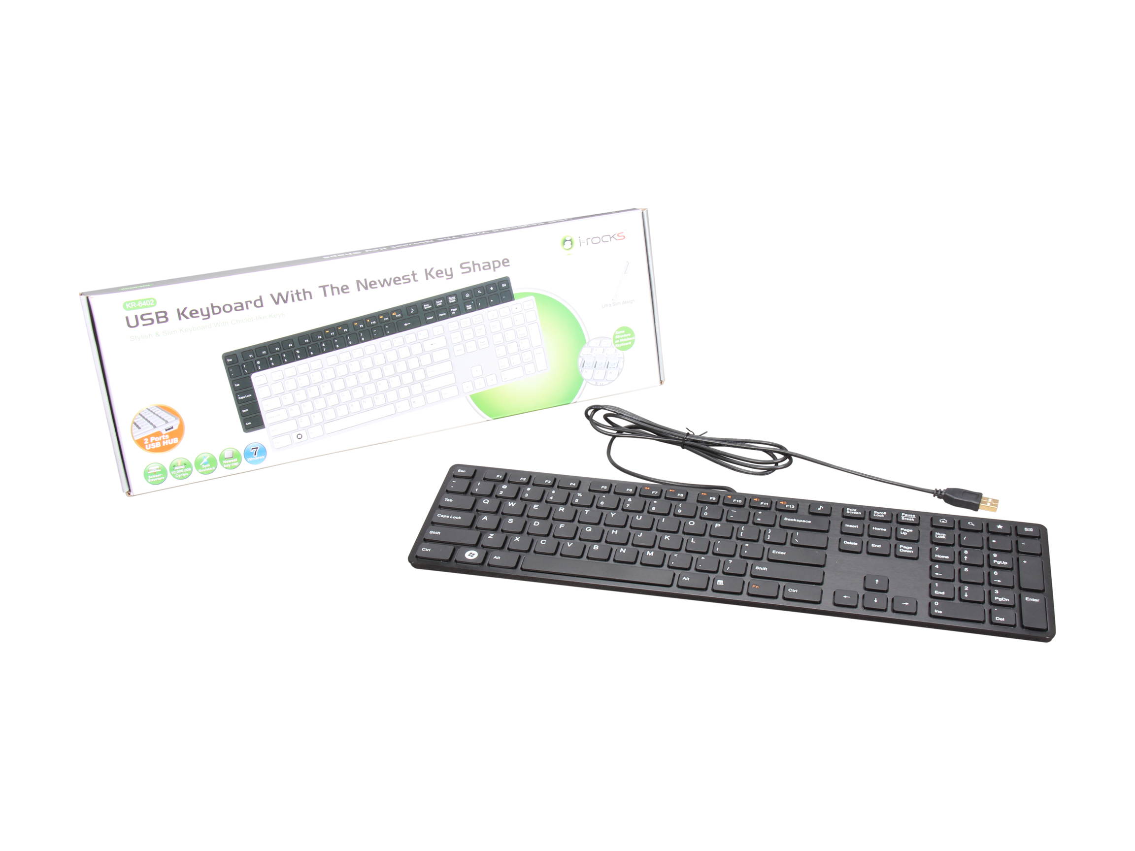 i-rocks KR-6402-BK Black Wired Aluminum X-Slim Keyboard for PC