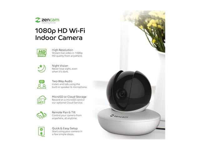 Amcrest Zencam 1080P WiFi Camera, Pet Dog Camera, Nanny Cam with Two-Way Audio, Baby Monitor with Cell Phone App, Pan/Tilt Wireless Wi-Fi IP Camera, Micro SD Card, RTSP, Cloud, Night Vision, M2W White