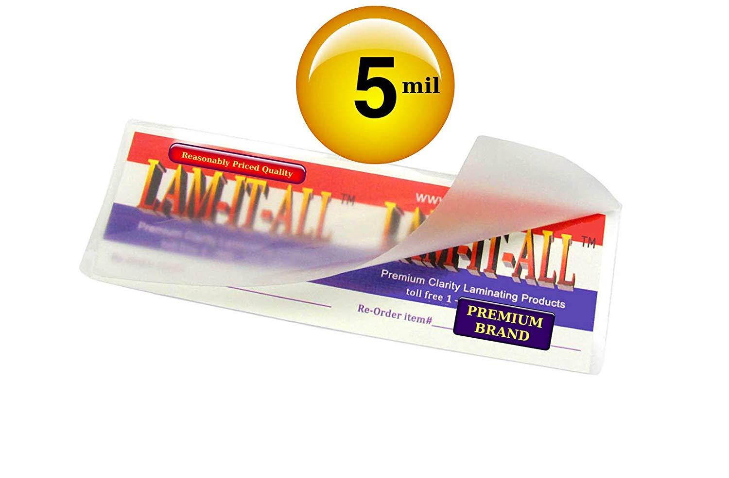 LAM-IT-ALL Hot Laminating Pouches, Vertical Half Letter, 5 Mil 4.75 x 11.5 Inches, Clear Plastic Glossy (50 Pack) LIA12LR05-HF