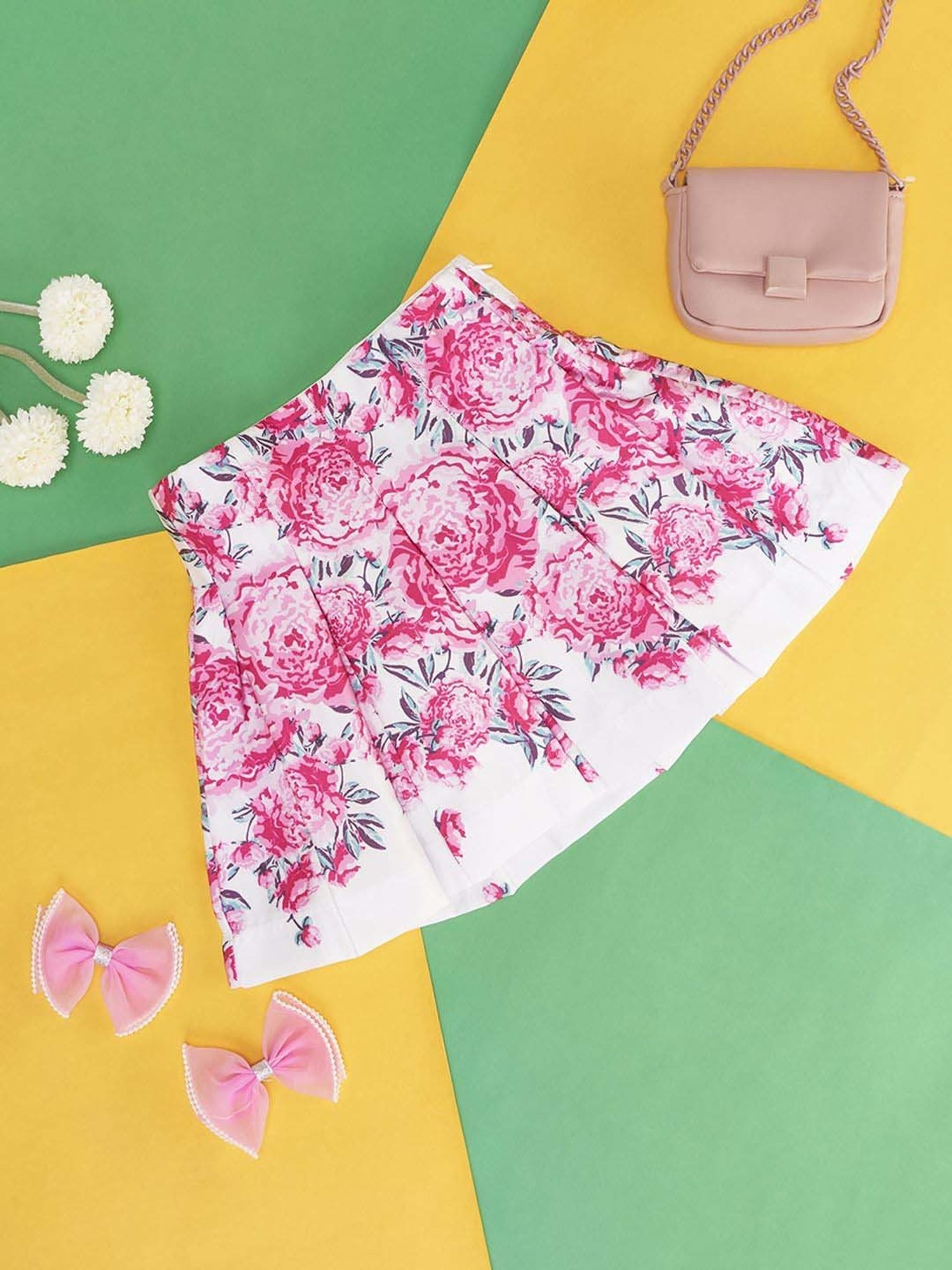 Angel & Rocket Kids Pink Floral Print Skirt