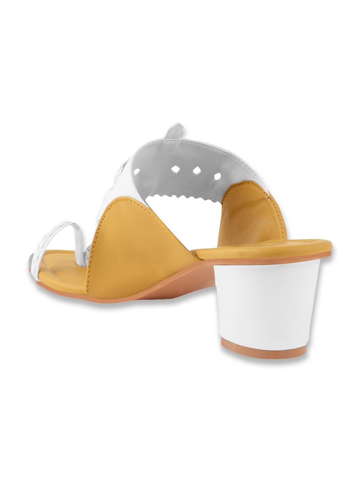 Shoetopia Women's Pearl White Kolhapuri Sandals