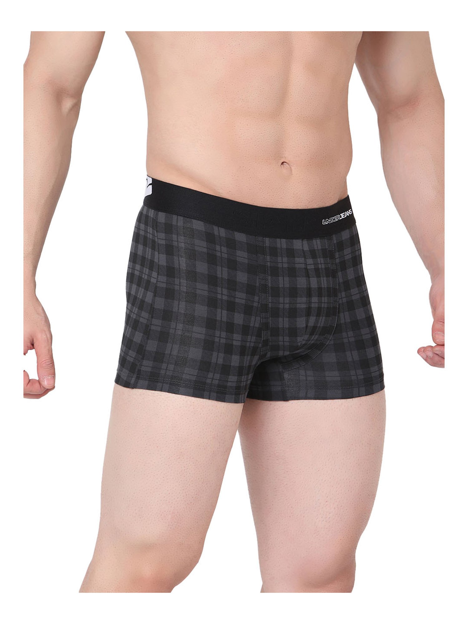 UnderJeans by Spykar Black Checks Trunks