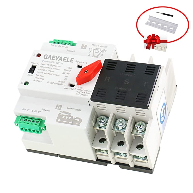 W2R-3P Din Rail Mounted Automatic Transfer Switch Three Phase ATS 100A Power Transfer Switch (W2R 3P 25A)