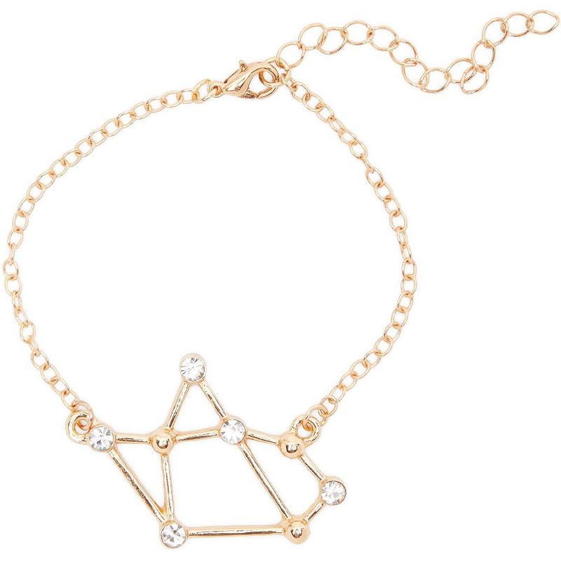 Zodaca 2 Piece Sagittarius Zodiac Necklace and Bracelet Jewelry Set for Women, Gold